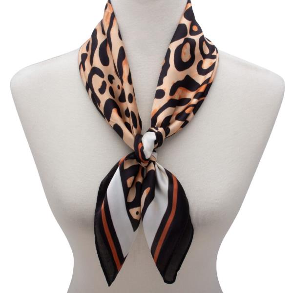 SATIN LEOPARD ANIMAL PRINT NECK SCARF