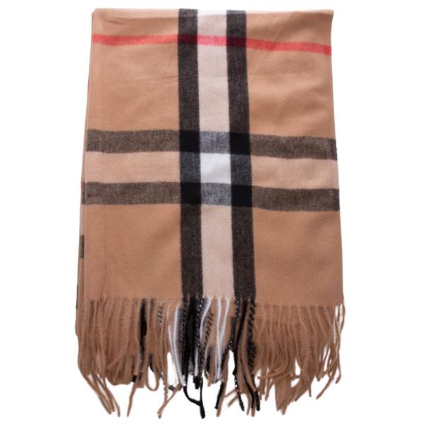 BLOCK PLAID FRINGE OVERSIZE OBLONG SCARF