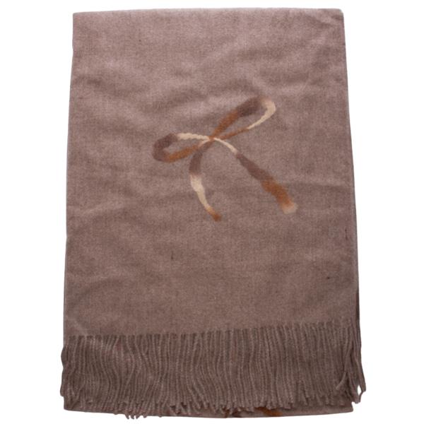 RIBBON PRINT OBLONG SCARF WITH TASSEL