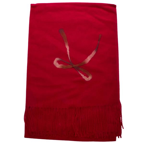 RIBBON PRINT OBLONG SCARF WITH TASSEL