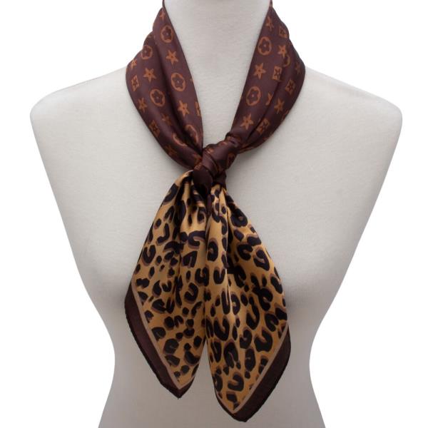 SATIN LEOPARD FLOWER SILK NECK SCARF