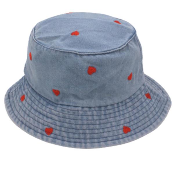 DENIM HEART BUCKET HAT