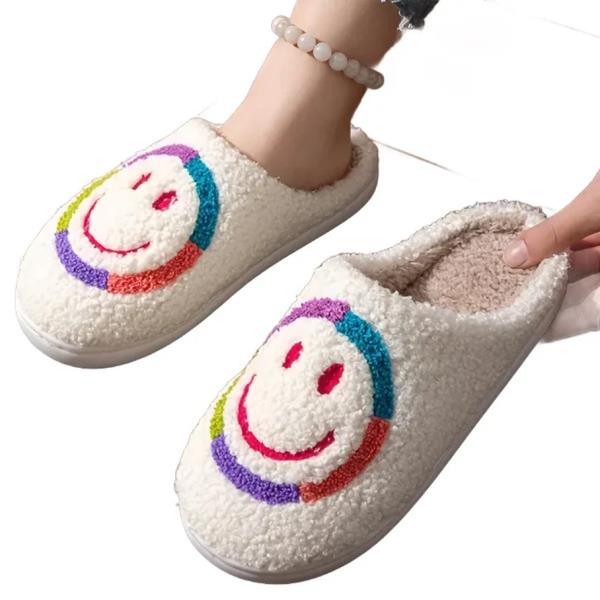 HAPPY FACE COZY FLUFFY HOUSE SLIPPER