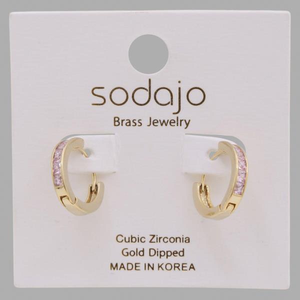 SODAJO CZ EDGE HUGGIE GOLD DIPPED EARRING