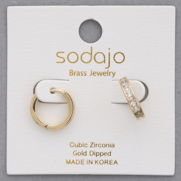 SODAJO CZ EDGE HUGGIE GOLD DIPPED EARRING