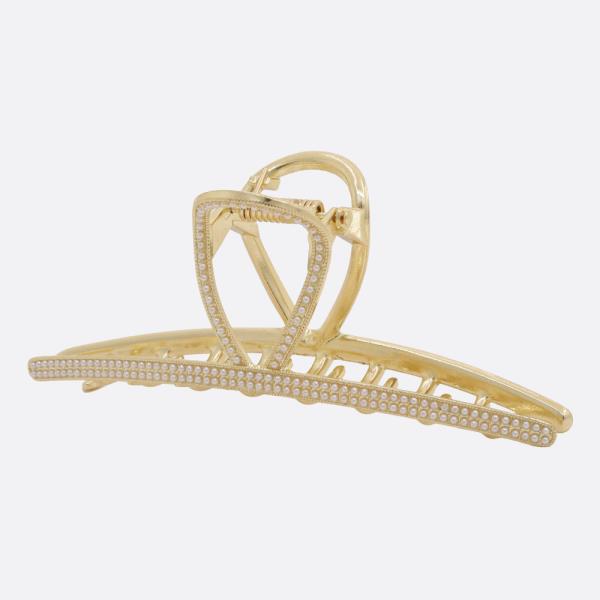 PEARL BEAD METAL CLAW HAIR CLIP