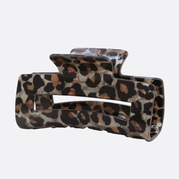 RECTANGLE ANIMAL PRINT CLAW HAIR CLIP