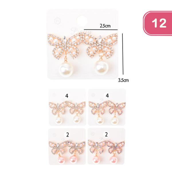 BUTTERFLY RHINESTONE EARRING (12 UNITS)