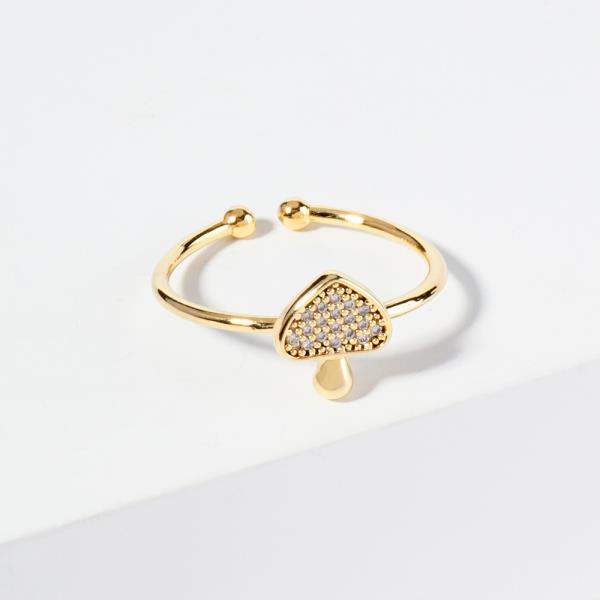 18K GOLD RHODIUM TINY UMBRELLA MUSHROOM RING