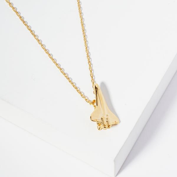 18K GOLD RHODIUM SPACECRAFT NECKLACE