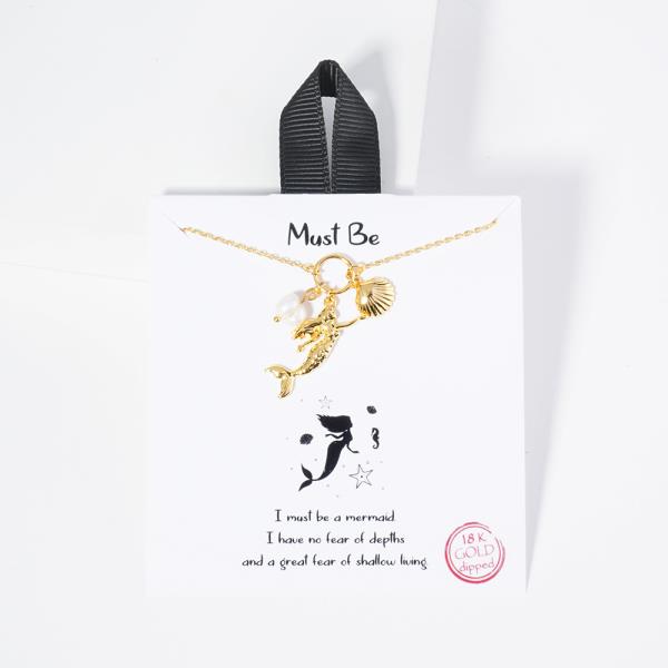 18K GOLD RHODIUM MUST BE MERMAID NECKLACE