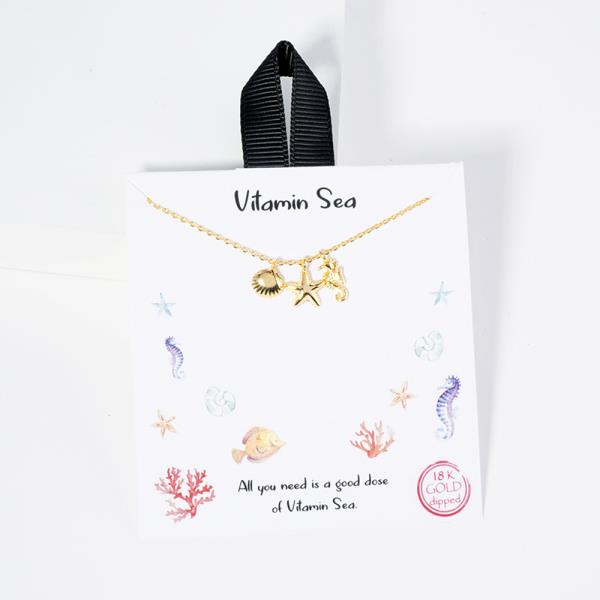 18K GOLD RHODIUM VITAMIN SEA NECKLACE