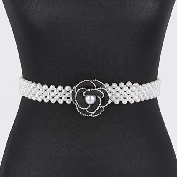 FLOWER FAUX PEARL ELASTIC BELT