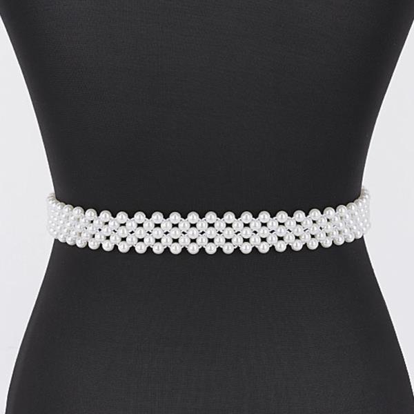 FLOWER FAUX PEARL ELASTIC BELT