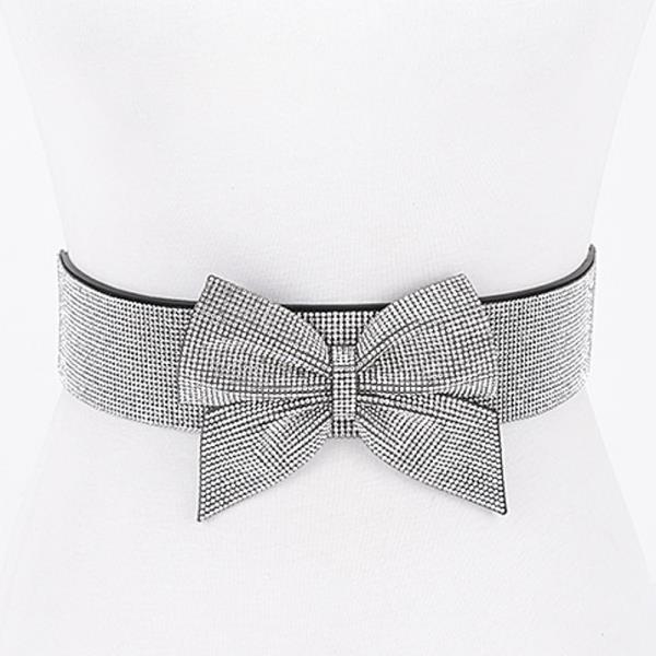 RHINESTONE RIBBON ELASTIC BELT