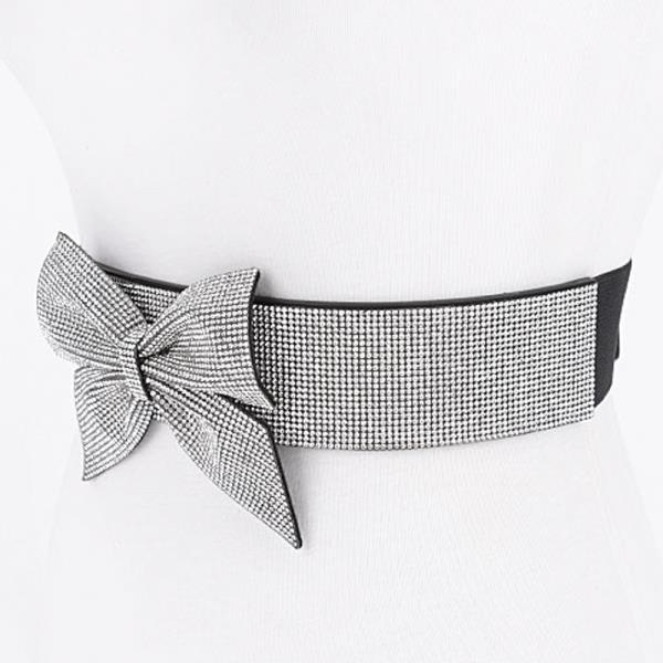 RHINESTONE RIBBON ELASTIC BELT