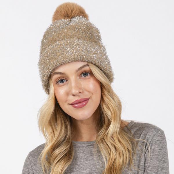 LUREX MIXED POM POM BEANIE