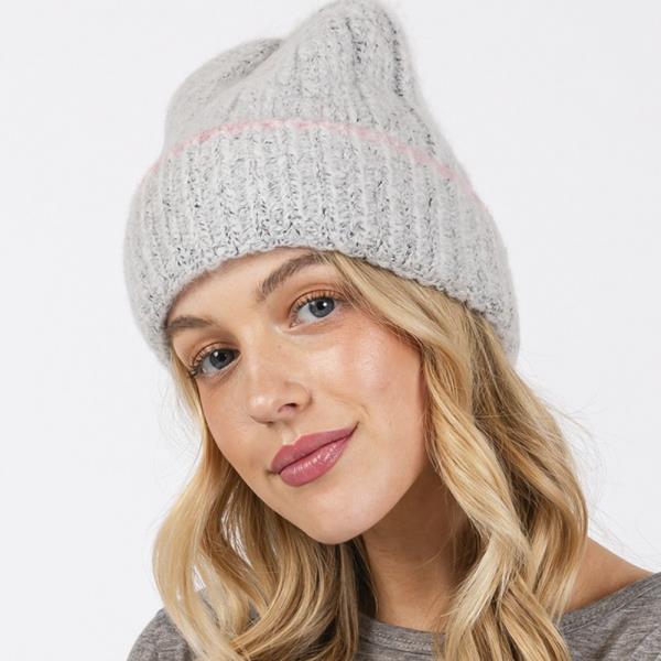 TWO TONE LINE DETAIL BEANIE