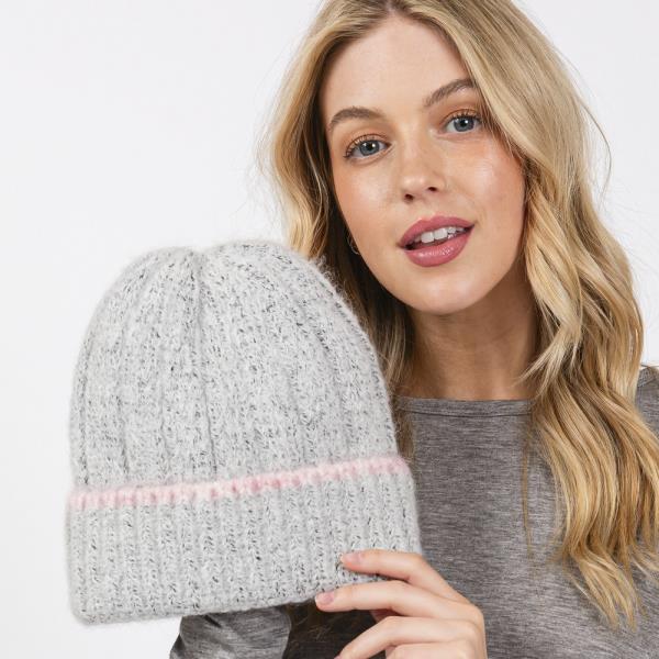 TWO TONE LINE DETAIL BEANIE