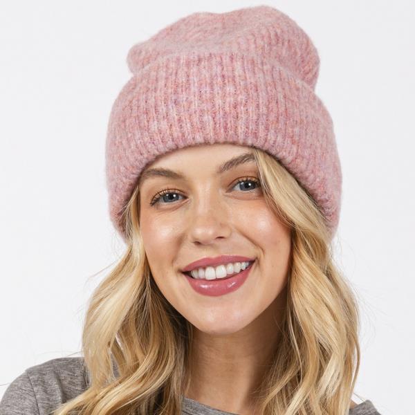 WOOL BLENDED SOLID FUZZY BEANIE