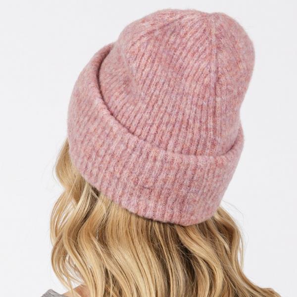 WOOL BLENDED SOLID FUZZY BEANIE