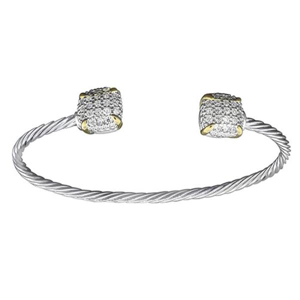 TWO TONE CZ BANGLE BRACELET