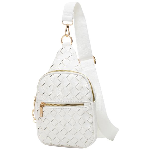 STYLISH WOVEN DESIGN ZIPPER SLING HOOK CROSSBODY BAG