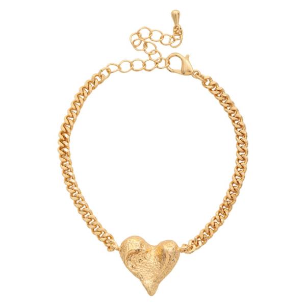 SODAJO ABSTRACT HEART CURB LINK GOLD DIPPED BRACELET