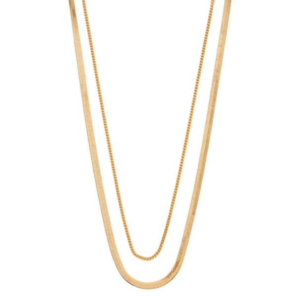 SODAJO FLAT SNAKE LINK GOLD DIPPED LAYERED NECKLACE