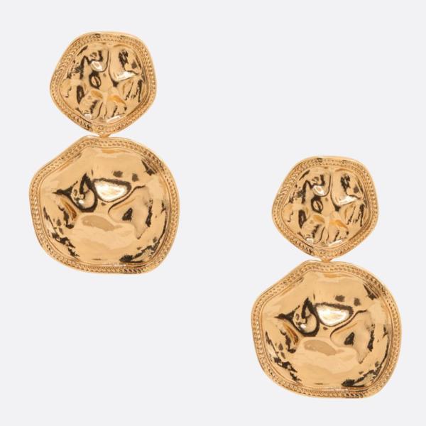 SODAJO HAMMERED ROUND METAL LINK GOLD DIPPED EARRING