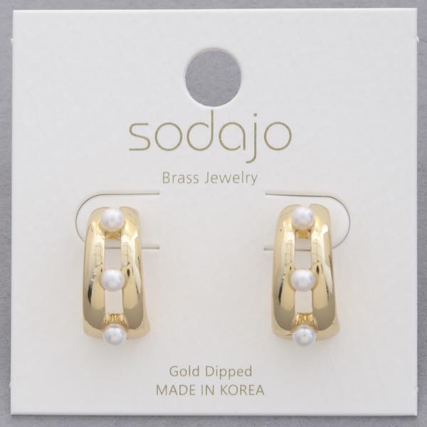 SODAJO GOLD DIPPED PEARL C EARRING