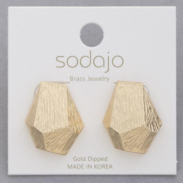 SODAJO GOLD DIPPED TEXTURED GEOMETRIC EARRING