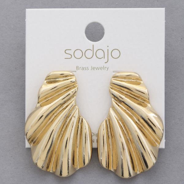 SODAJO RUFFLE METAL GOLD DIPPED EARRING