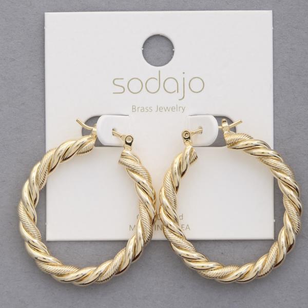 SODAJO GOLD DIPPED TWIST HOOP EARRING