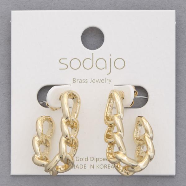 SODAJO CURB LINK GOLD DIPPED EARRING