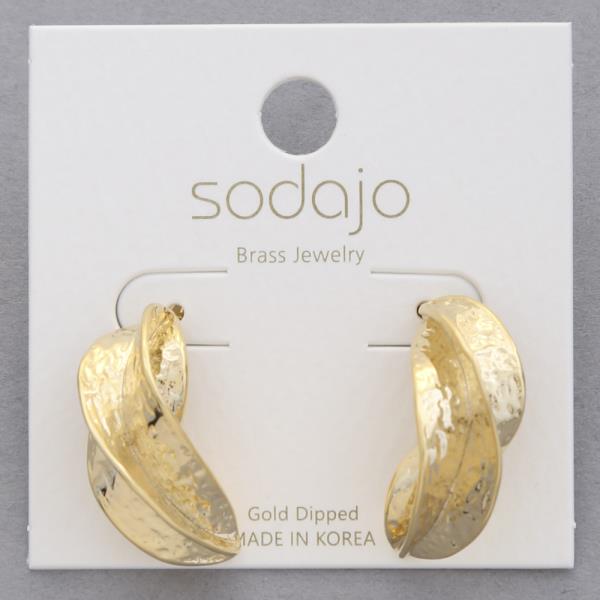 SODAJO GOLD DIPPED TEXTURED GEOMETRIC  EARRING