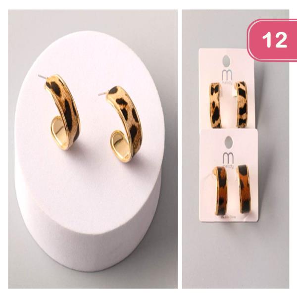 CHEETAH HIDE HOOP EARRING (12 UNITS)