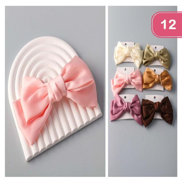 SILK HAIR BOW PINS (12 UNITS)