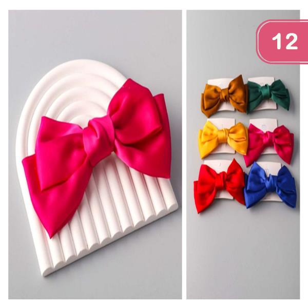 SILK HAIR BOW PINS (12 UNITS)