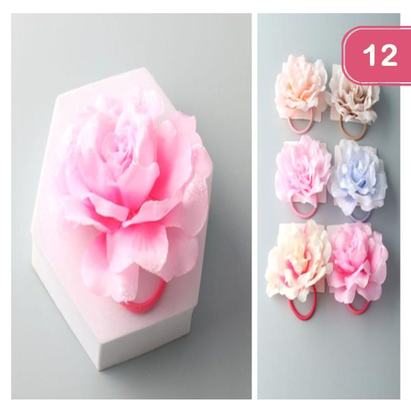 LARGE POLYESTER ROSE HAIR TIE (12 UNITS)