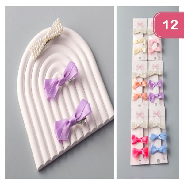 PEARL RIBBON MIX BOW PINS (12 UNITS)