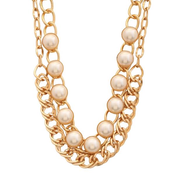 SDJ PEARL BEAD CIRCLE LINK NECKLACE