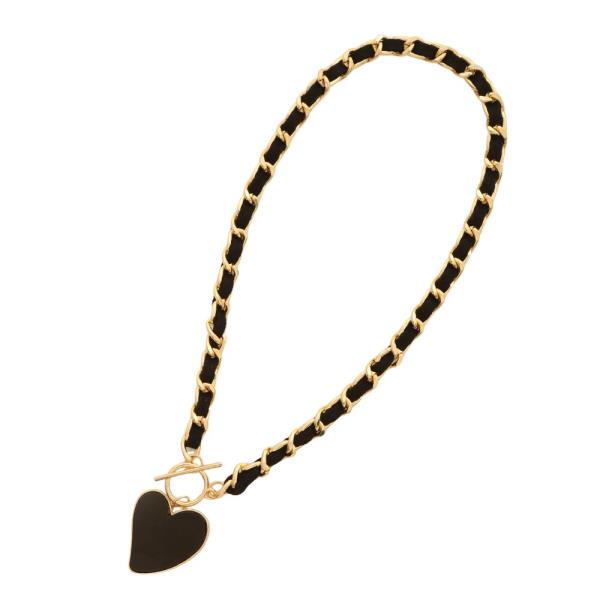 SDJ HEART PENDANT CURB LINK TOGGLE CLASP NECKLACW