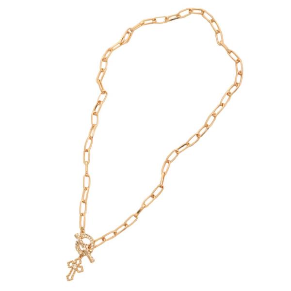 SDJ DAINTY CROSS TOGGLE CLASP OVAL LINK NECKLACE