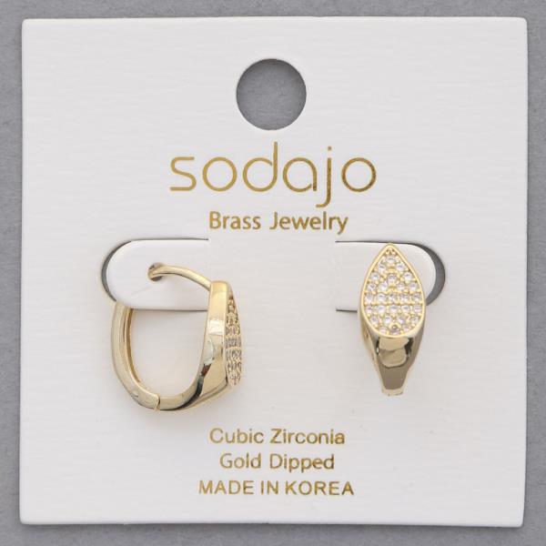 SODAJO CZ TEARDROP HOOP GOLD DIPPED EARRING