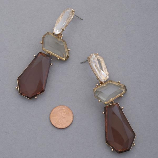 CLEAR COLOR STONE DANGLE EARRING