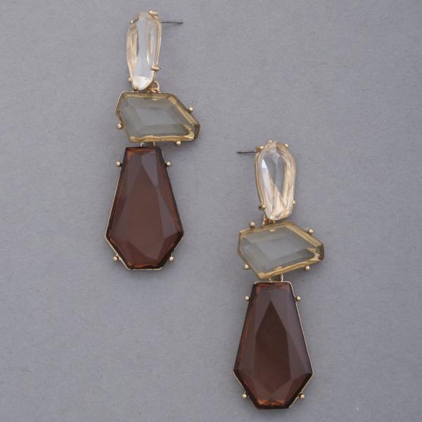 CLEAR COLOR STONE DANGLE EARRING