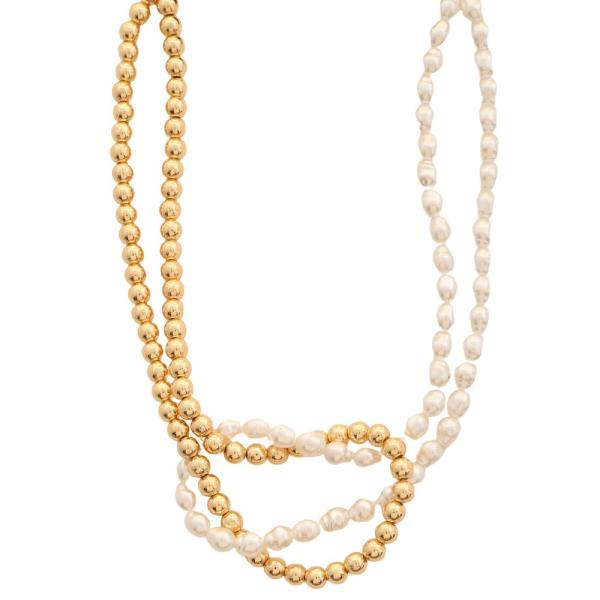 PEARL BALL BEAD LINK NECKLACE