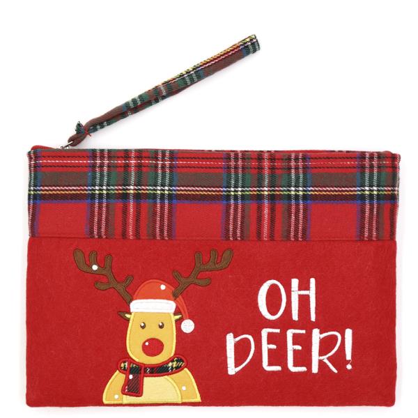 OH DEER LETTER REINDEER CHRISTMAS POUCH