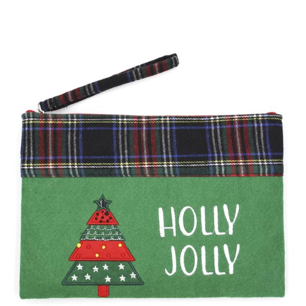 HOLLY JOLLY LETTER CHRISTMAS TREE CHRISTMAS POUCH